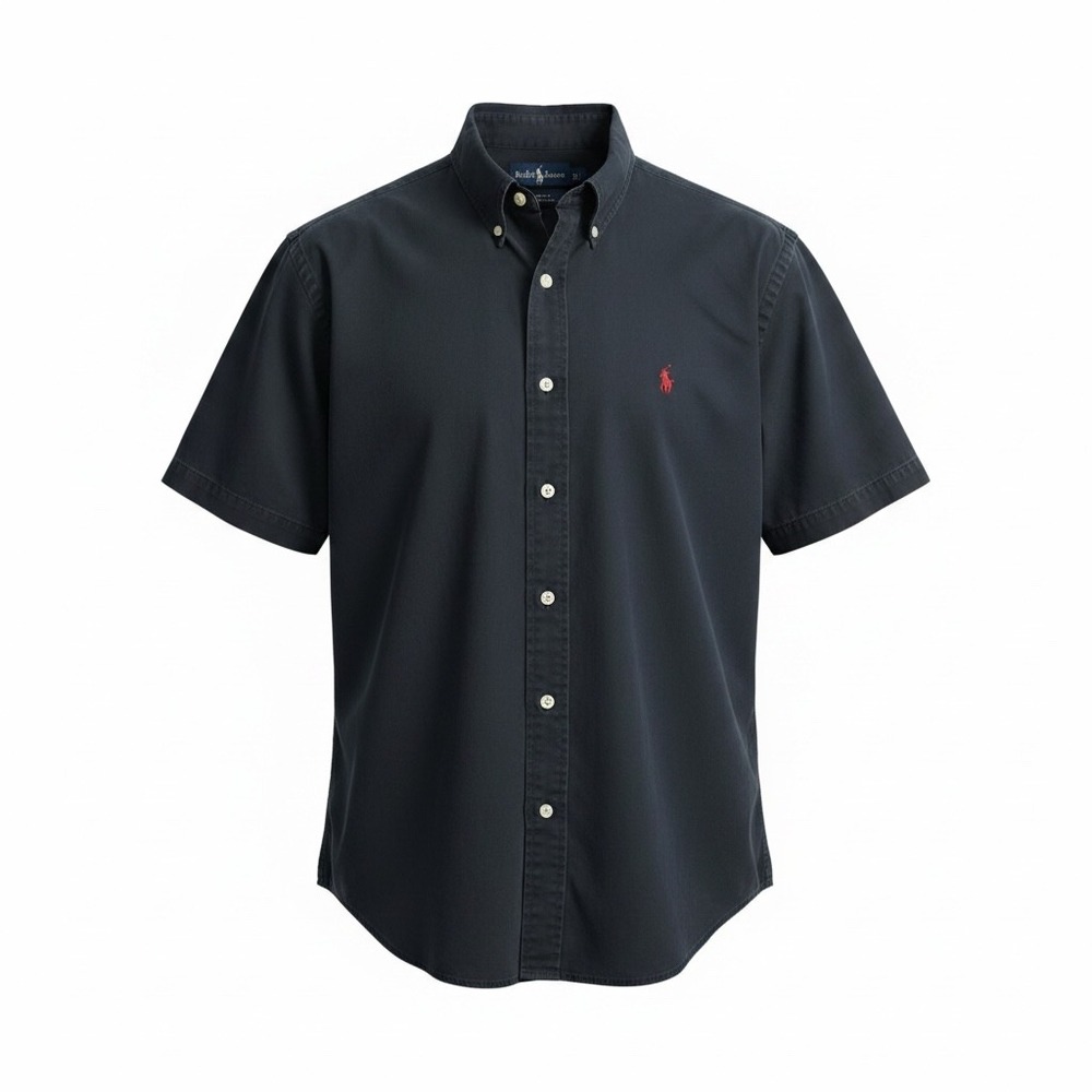 Ralph Lauren Blake Shirt Mens M Navy Blue Short Sleeve Button Down
